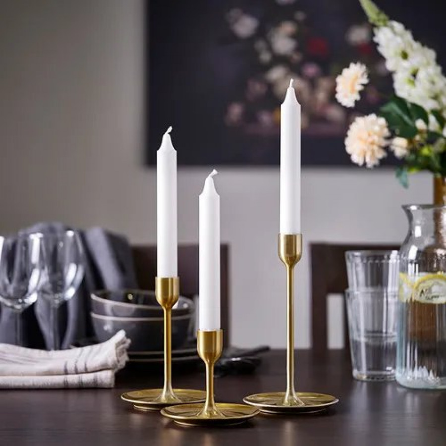 Подсвечники на ножке IKEA FULLTALIG, латунные, 3 шт