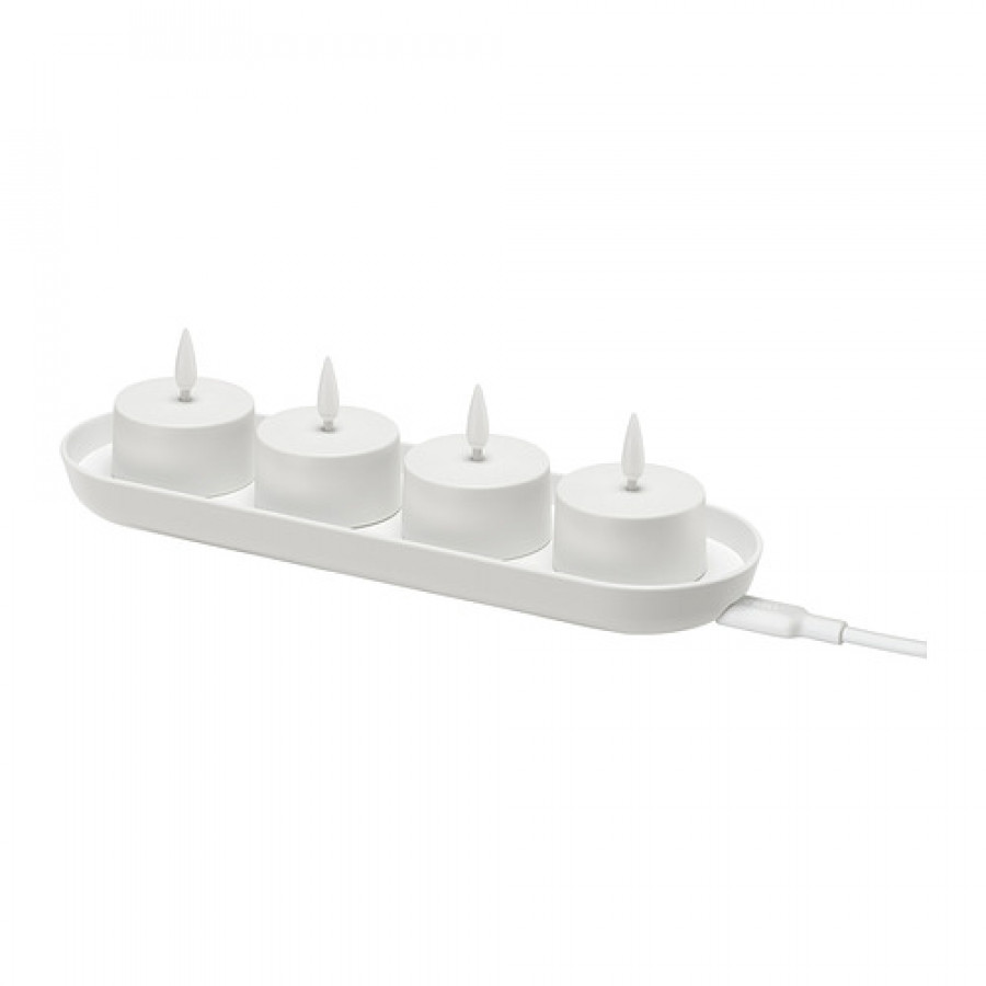 Светодиодные чайные свечи IKEA SKATGAS, с зарядной станцией, 4 шт