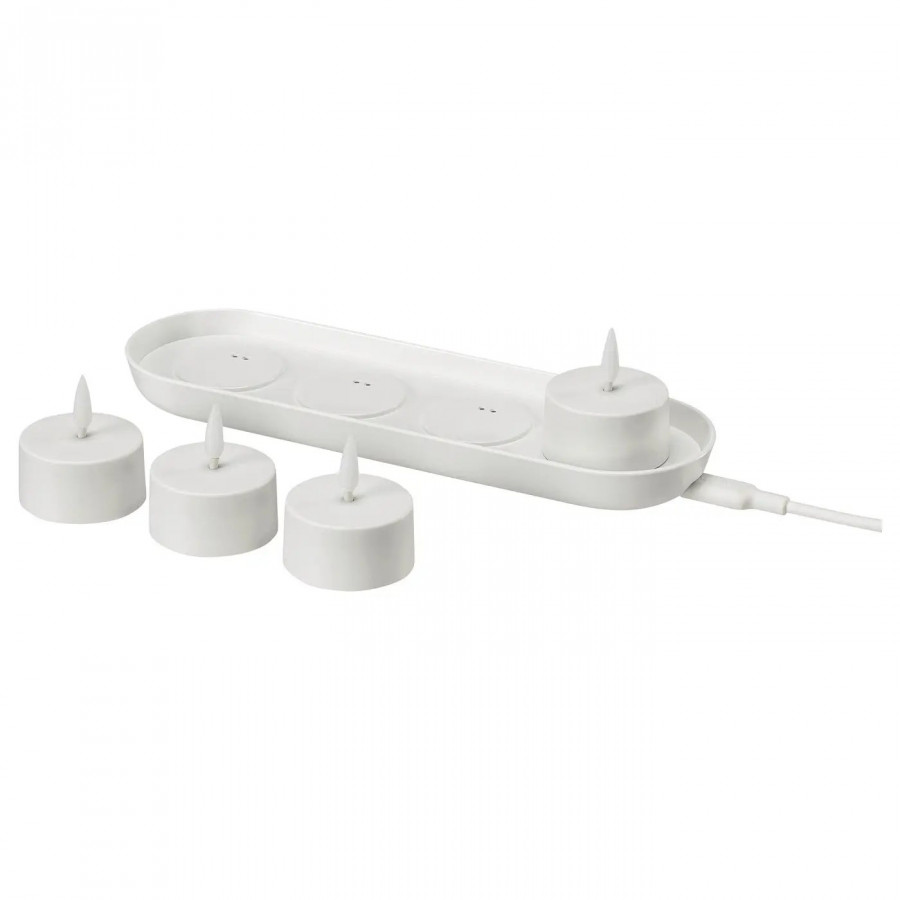 Светодиодные чайные свечи IKEA SKATGAS, с зарядной станцией, 4 шт