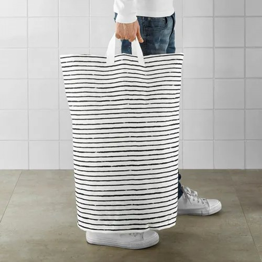 Мешок для белья IKEA KLUNKA, 60 л, белый/черный