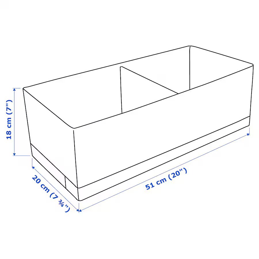 Органайзер для хранения IKEA STUK, 20x51x18 см, белый