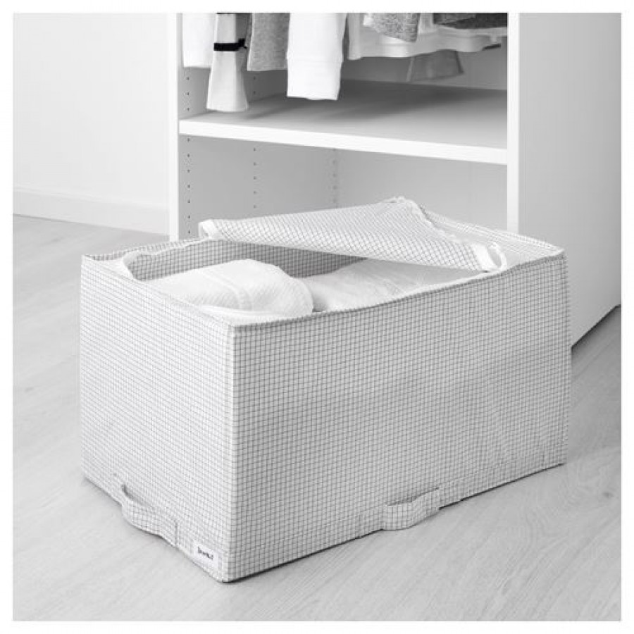 Кофр для хранения IKEA STUK, 34x51x28 см, белый в клетку
