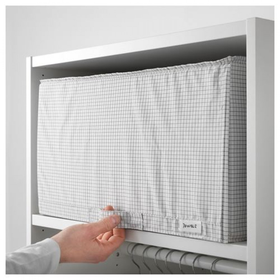 Кофр для хранения IKEA STUK, 34x51x28 см, белый в клетку
