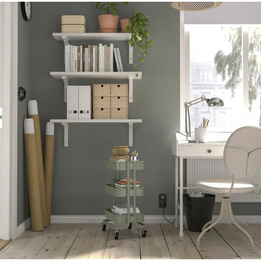 Тележка для хранения IKEA RASKOG, 38x28x61, серо-зеленая