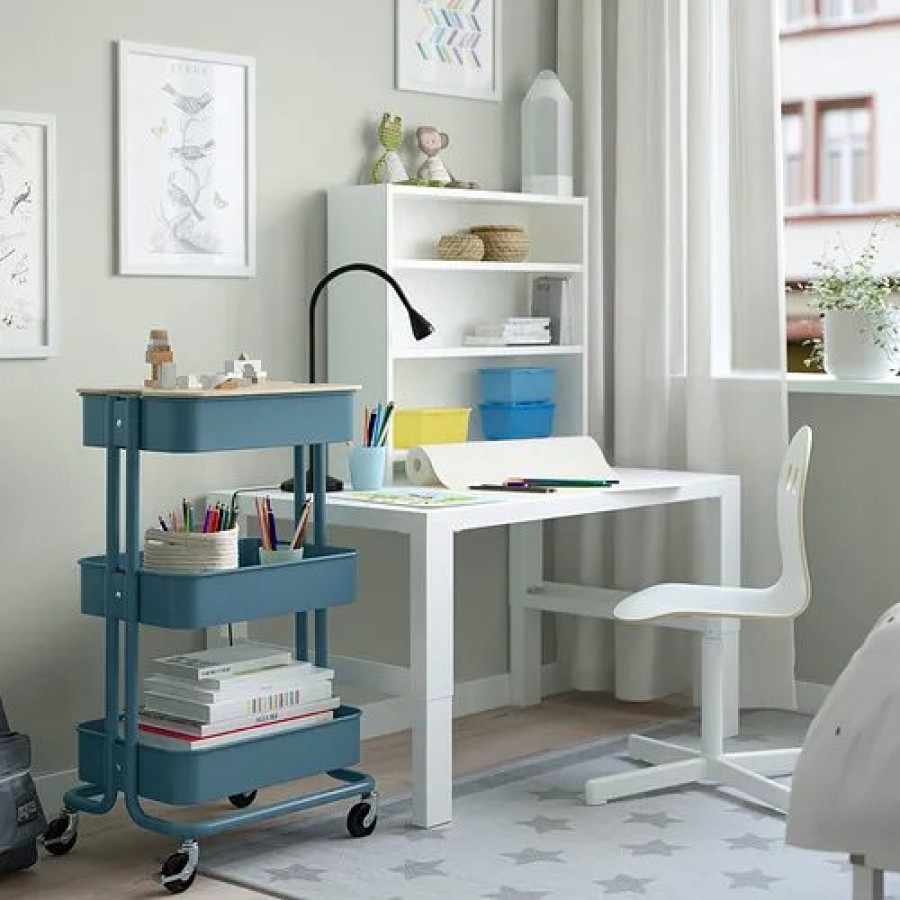 Тележка для хранения IKEA RASKOG, 45x35x77, серо-голубая