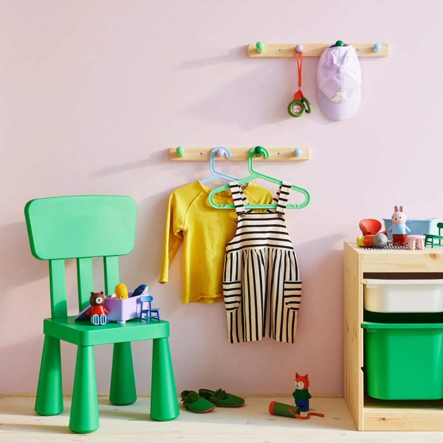 Вешалка настенная детская IKEA FLISAT, 4 крючка, деревянная
