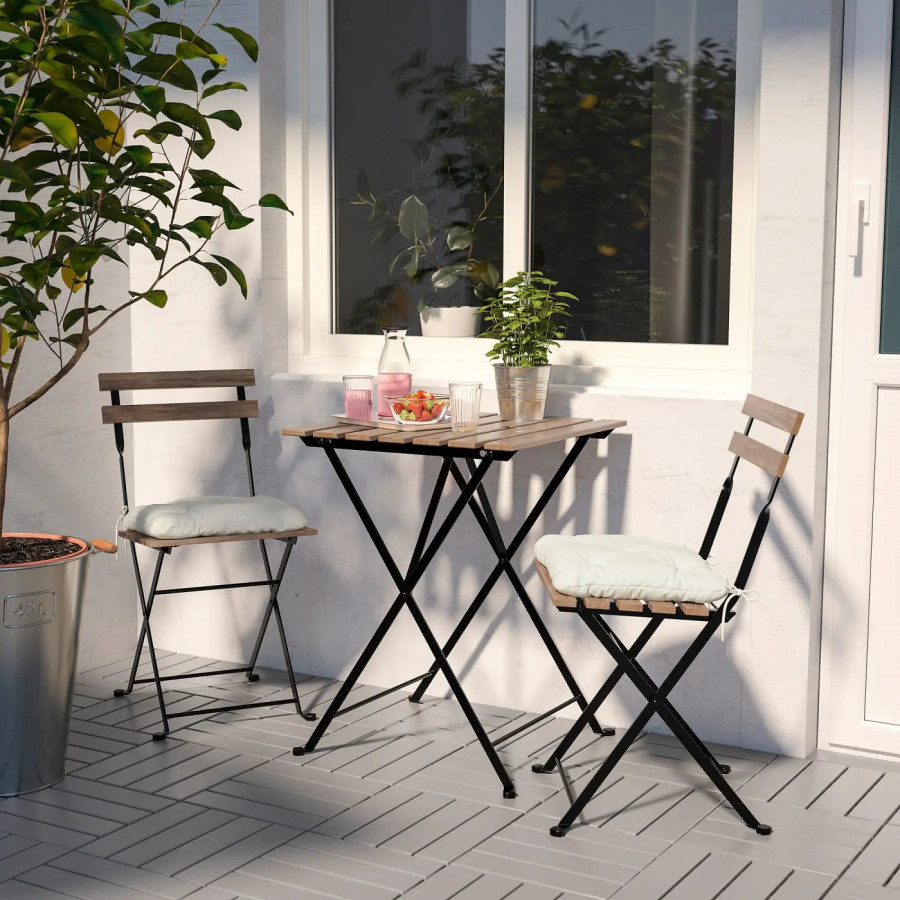 Деревянный стол IKEA TÄRNÖ, складной, черный/коричневый, 55х54 см