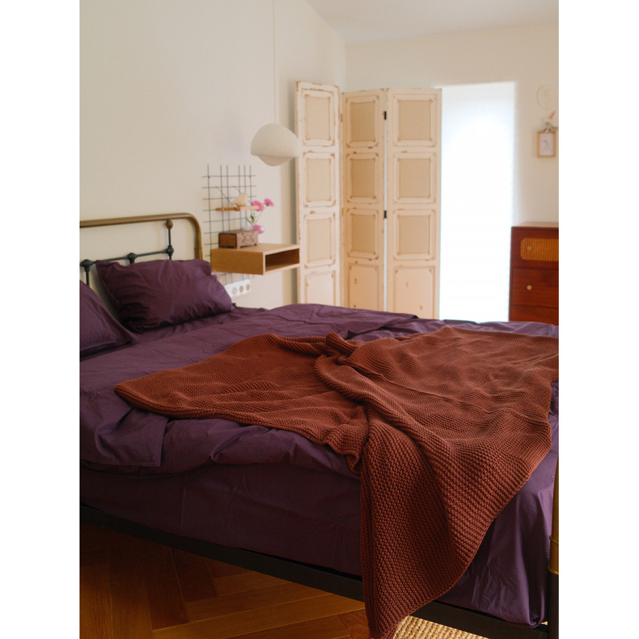 Плед из хлопка TKANO ESSENTIAL, 130x180 см, терракотовый