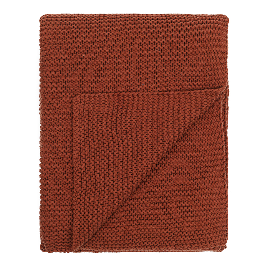 Плед из хлопка TKANO ESSENTIAL, 130x180 см, терракотовый