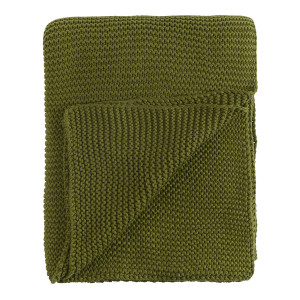 Плед из хлопка TKANO ESSENTIAL, 130x180 см, оливковый
