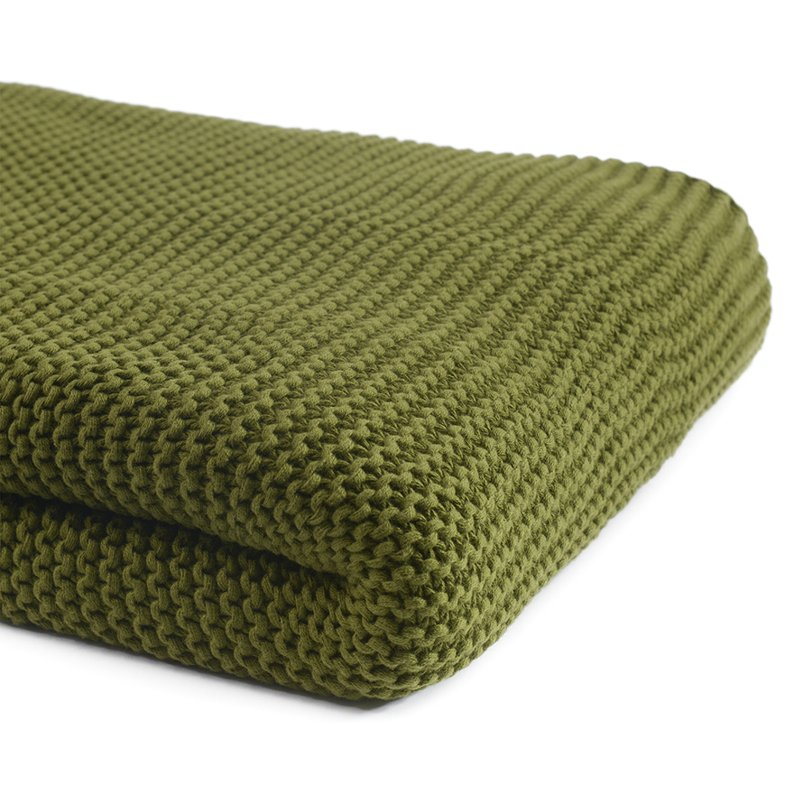 Плед из хлопка TKANO ESSENTIAL, 130x180 см, оливковый