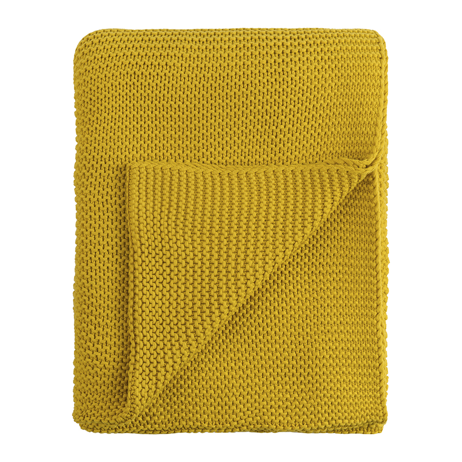 Плед из хлопка TKANO ESSENTIAL, 130x180 см, горчичный